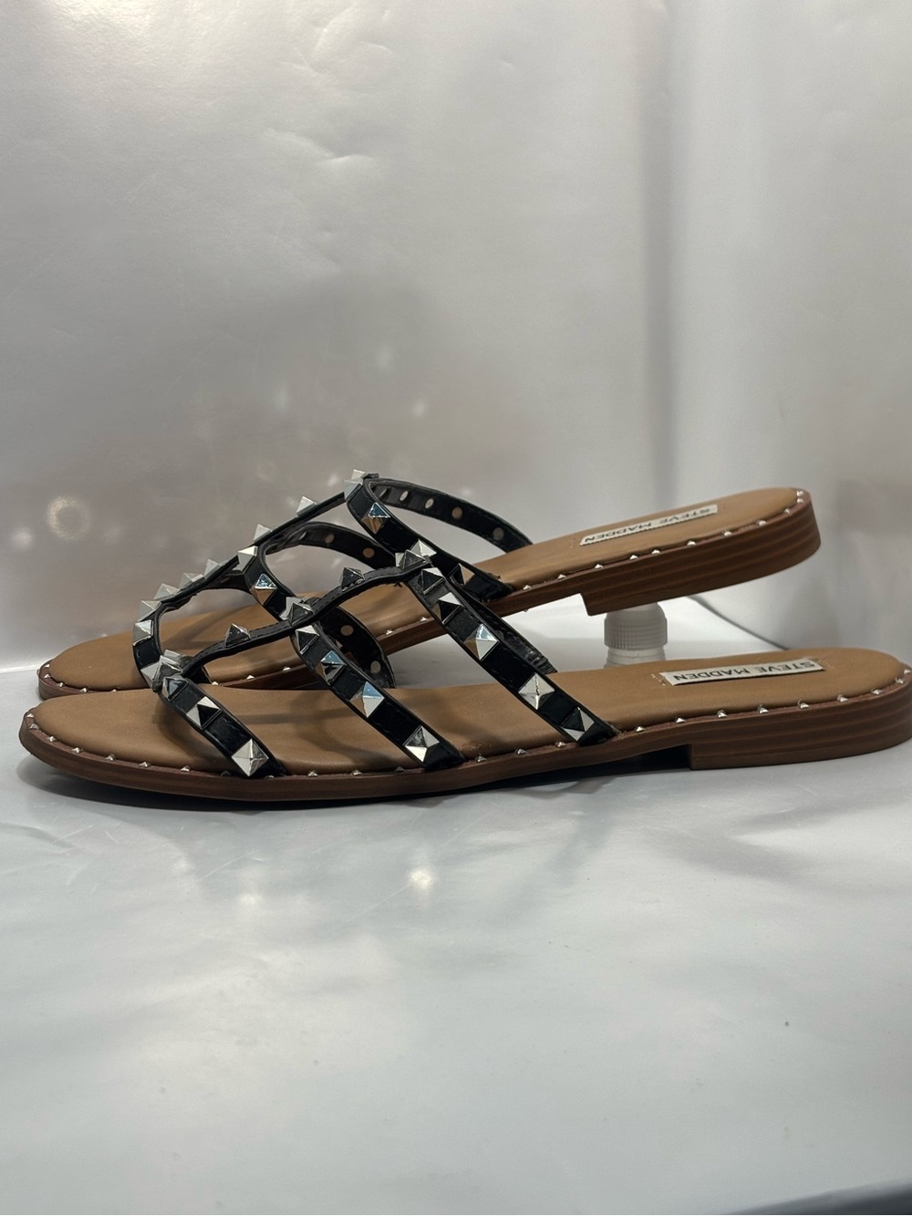 Steve Madden Averill Sandals Women's Size 11 Black Studded Slide Flats